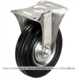 Неповоротное стальное колесо с черной резиной FC 100 - фото 1