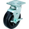 Поворотное чугунное колесо с литой черной резиной и тормозом SCdb 250 - фото 1