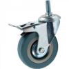 Поворотное полипропиленовое колесо с серой резиной и тормозом