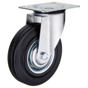 Поворотное стальное колесо с черной резиной SC 85 - фото 1