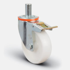 Колесо сверхмощное полиуретановое поворотное с тормозом 100 мм, диск-полиамид - ED01-ZBP-100-F