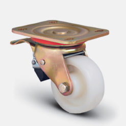 Колесо аппаратное сдвоенное поворотное с тормозом 50 мм, диск-полипропилен - ET01-MKT-50-F